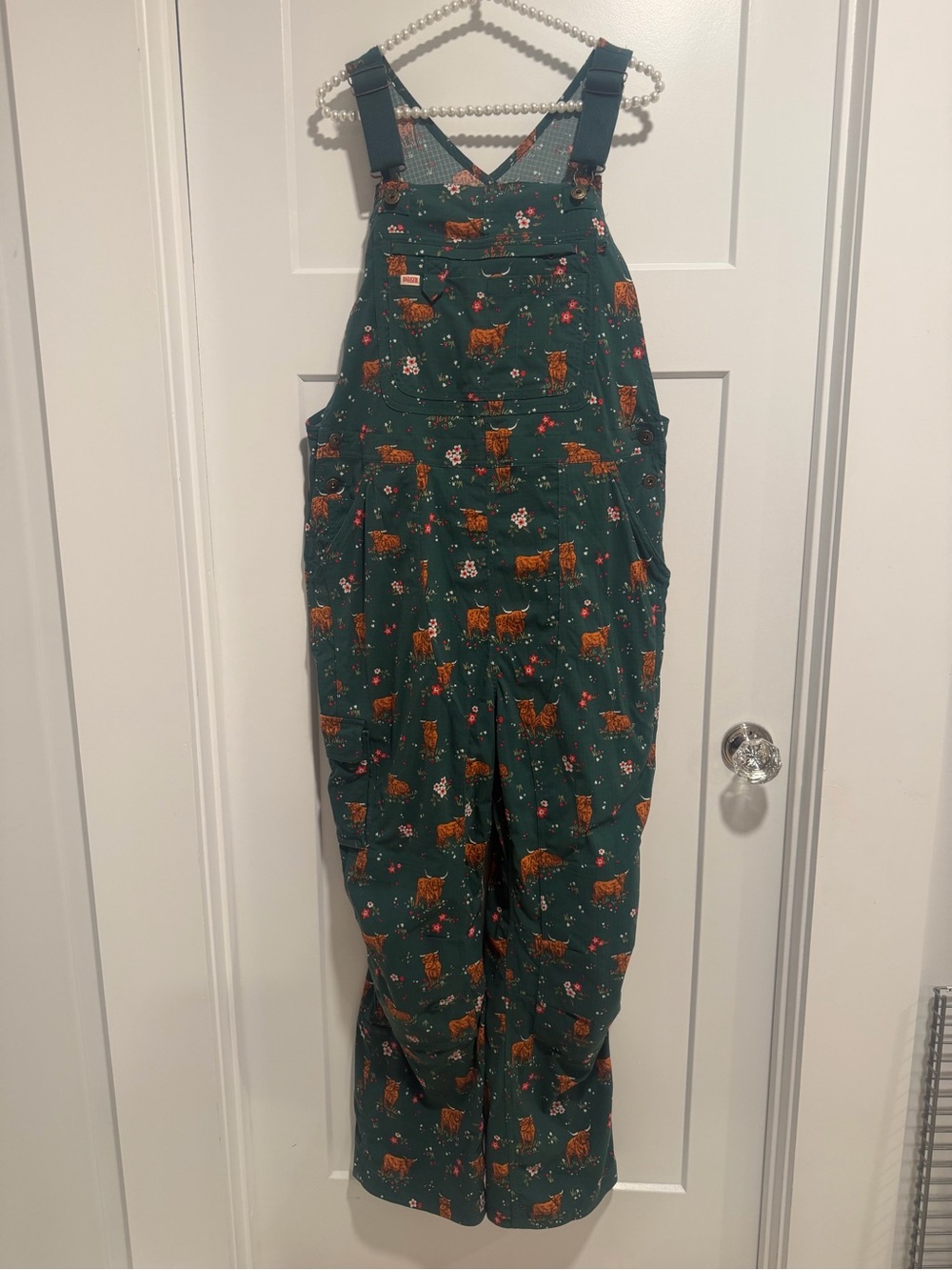 Duluth Trading Co  Floral & Highland Cow Overalls - Picture 3 of 8